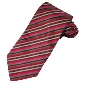 Banana Republic Silk Necktie Men's Striped Textured Foulard Woven Holiday Red